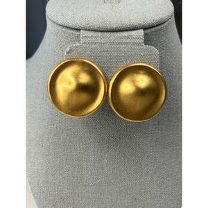 Vintage Monet Brushed Gold Tone Slightly Domed Bubble Earrings